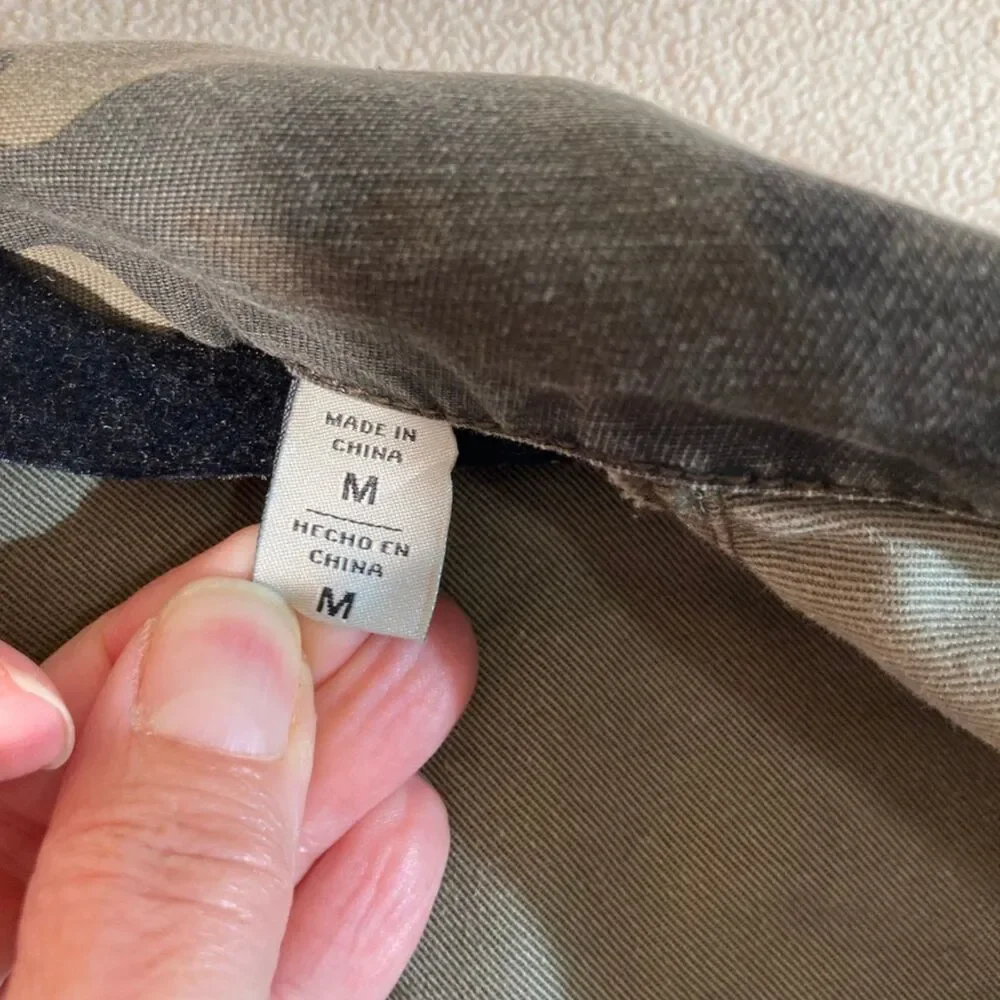 Levis Jacket Med Camo Military Style Y2K Vintage 90's Cotton Raw Front Hem Denim - Picture 4 of 13